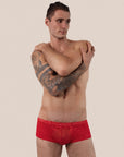 Boxer en dentelle Italienne - Alessandro - Rouge Orlivia