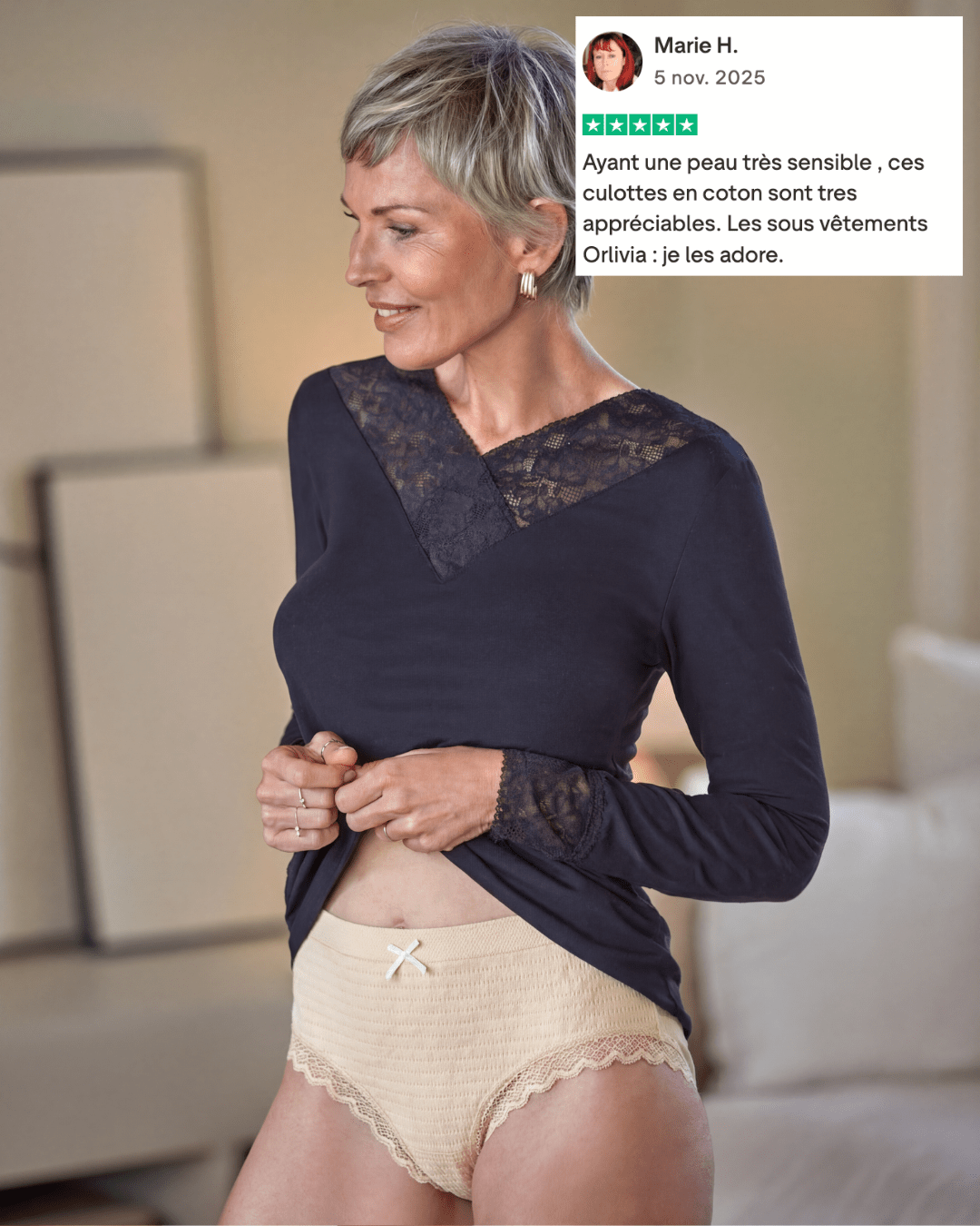 Lot de 14 Culottes Antibactériennes - Beige - XS (34 - 36) Orlivia