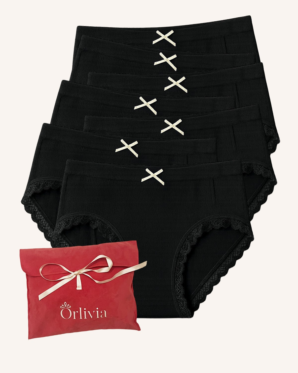 Lot de 7 Culottes Antibactériennes - Noir - XS (34 - 36) Orlivia