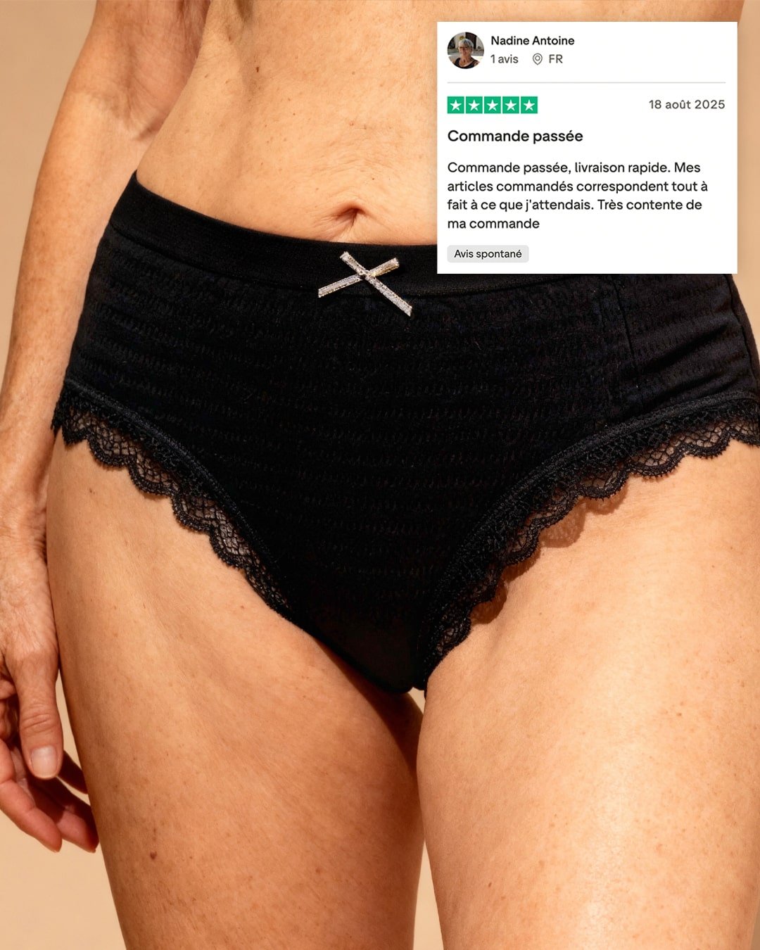 Lot de 7 Culottes Antibactériennes - Noir - XS (34 - 36) Orlivia