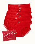 Lot de 7 Culottes Antibactériennes - Rouge - XS (34 - 36) Orlivia